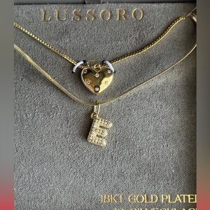 18KT Gold-Plated Heart & 'E' Initial Layered Necklace - Gold